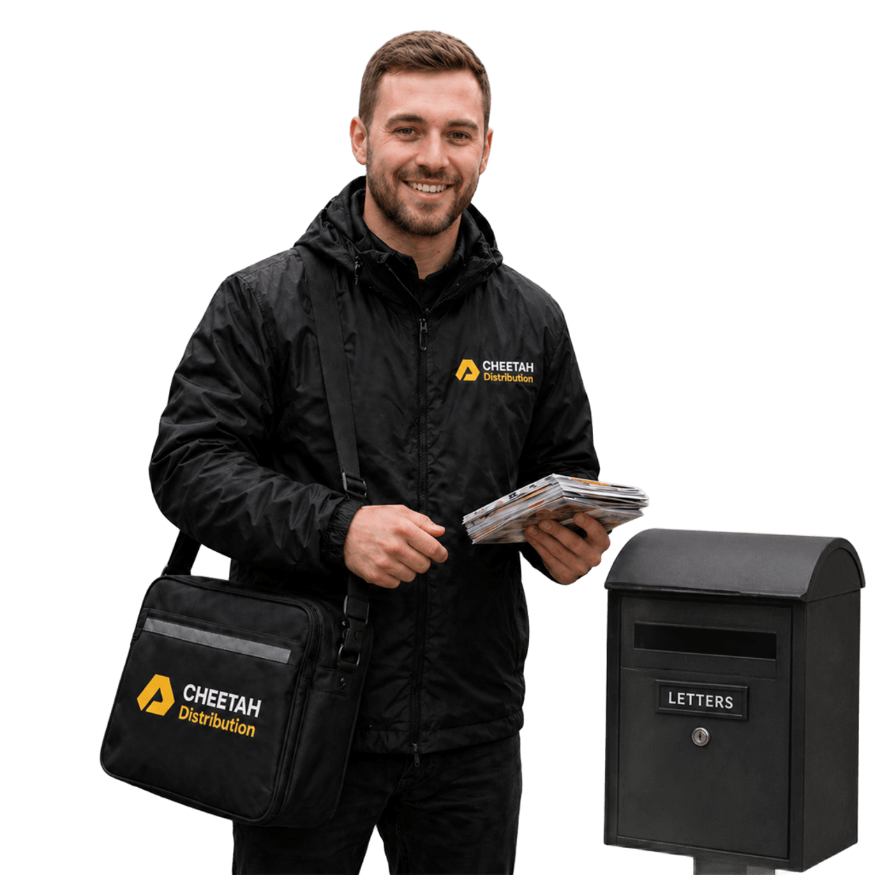 leaflet distributor next to a letter box