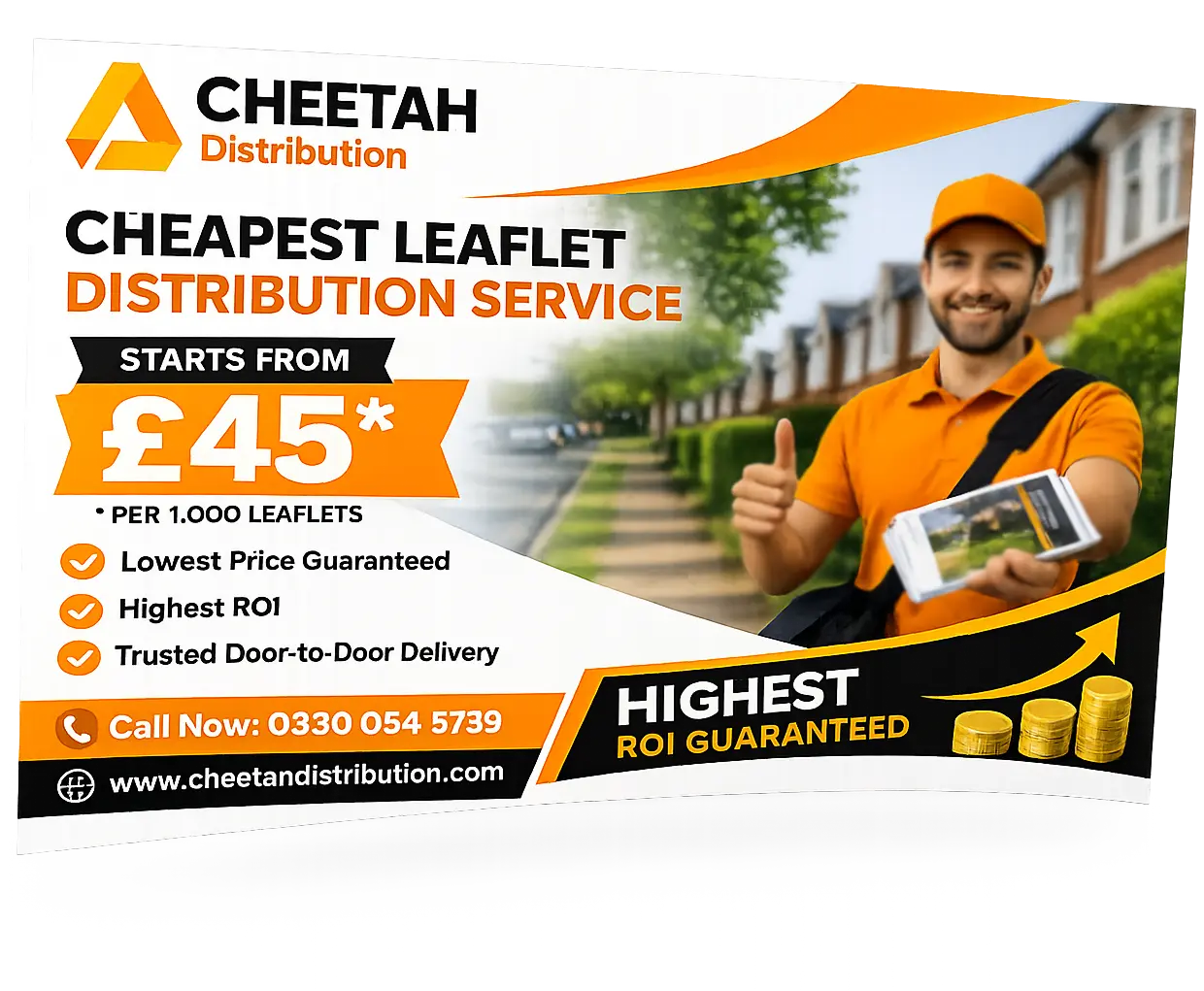 Cheap leaflet distribution starts from 35£ per 1000 leaflets