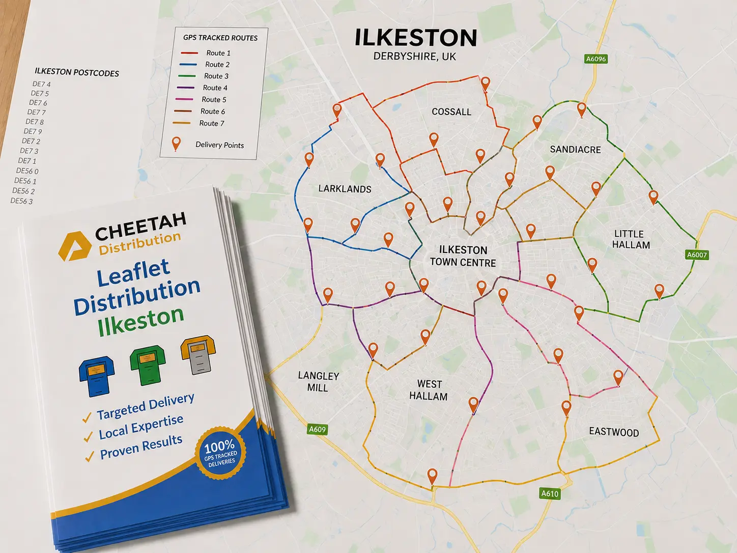 Leaflet distribution Ilkeston, DE7 postcodes, UK