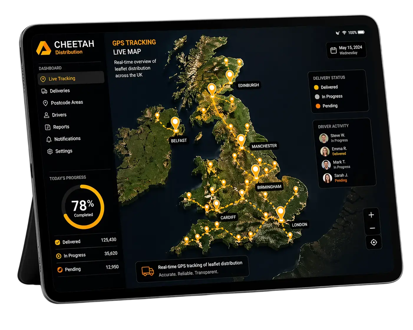 GPS tracking leaflet distribution UK by cheetah distribution
