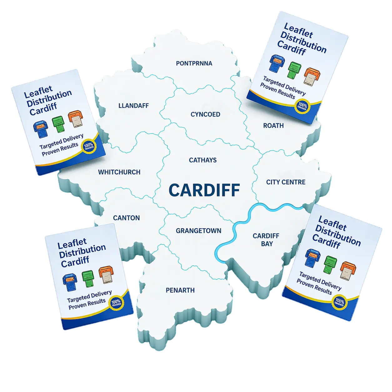 leaflet distribution Cardiff map